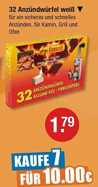 32 Anzünderwürfel weiß – für Kamin, Grill und Ofen
