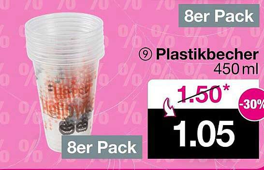 8er Pack Plastikbecher 450 ml
