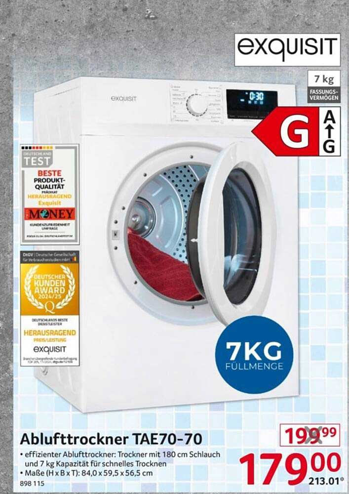 Ablufttrockner TAE70-70 von Exquisit – jetzt zum Sonderpreis!