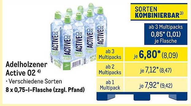 Adelholzer Active O2 8 x 0,75-l-Flasche (zzgl. Pfand)