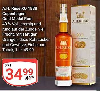 A.H. Riise XO 1888 Copenhagen Gold Medal Rum
