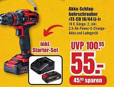 Akku-Schlagbohrschrauber TE-CD 18/44 Li-iN inkl. Starter-Set