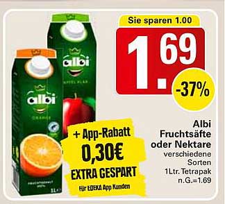 Albi Fruchtsäfte oder Nektare verschiedene Sorten 1L Tetrapak