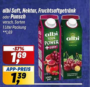 albi Saft, Nektar, Fruchtsaftgetränk oder Punsch 1 Liter Packung