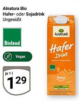 Alnatura Bio Hafer- oder Sojadrink Ungesüßt