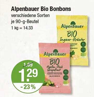 Alpenbauer Bio Bonbons verschiedene Sorten je 90-g-Beutel