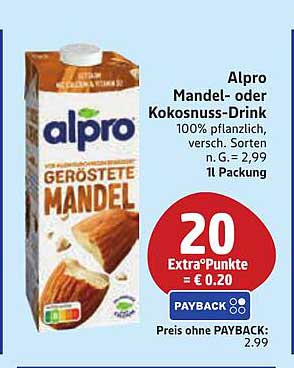 Alpro Mandel- oder Kokosnuss-Drink 1l
