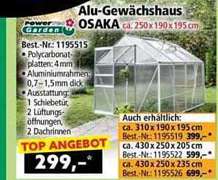 Alu-Gewächshaus OSAKA ca. 250 x 190 x 195 cm