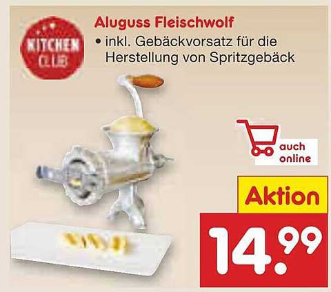 Aluguss Fleischwolf inkl. Gebäckvorsatz für die Herstellung von Spritzgebäck