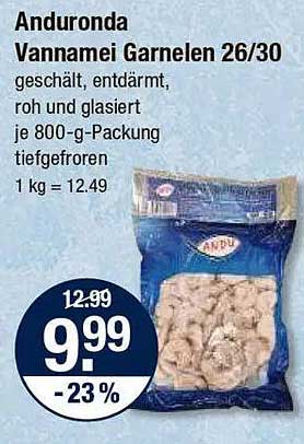 Anduronda Vannamei Garnelen 26/30 - Tiefgefroren, 800 g