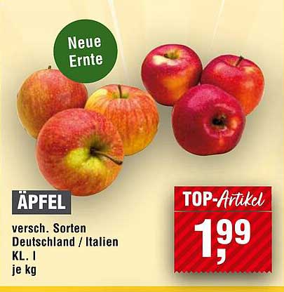 Äpfel - verschiedene Sorten aus Deutschland/Italien, KL. I