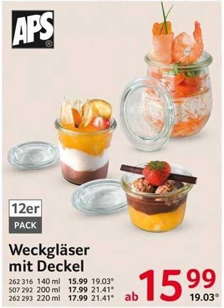 APS Weckgläser mit Deckel – 12er Pack