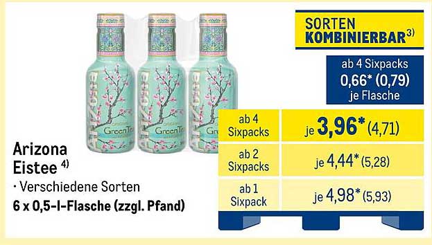 Arizona Eistee 6 x 0,5 l-Flasche (verschiedene Sorten)