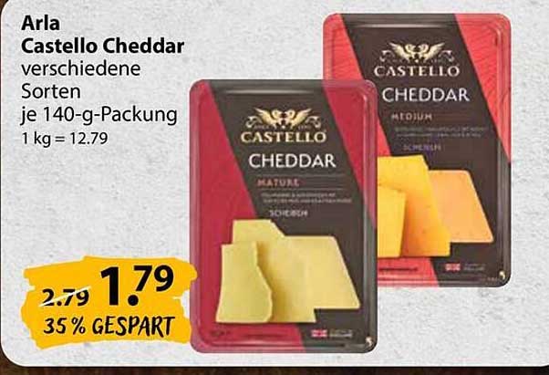 Arla Castello Cheddar verschiedene Sorten je 140-g-Packung