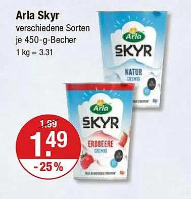 Arla Skyr verschiedene Sorten je 450-g-Becher