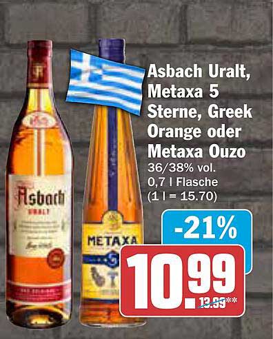 Asbach Uralt, Metaxa 5 Sterne, Greek Orange oder Metaxa Ouzo