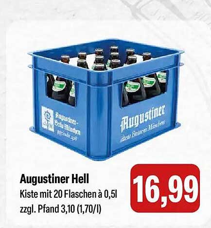 Augustiner Hell Kiste mit 20 Flaschen à 0,5l