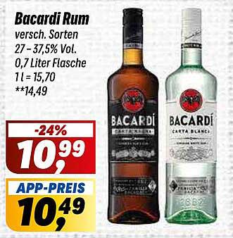 Bacardi Rum - verschiedene Sorten 0,7 Liter Flasche