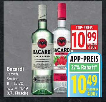 Bacardi verschiedene Sorten 0,7 l Flasche - Top-Angebot