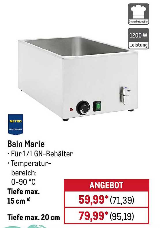 Bain Marie für 1/1 GN-Behälter - Angebot bei METRO
