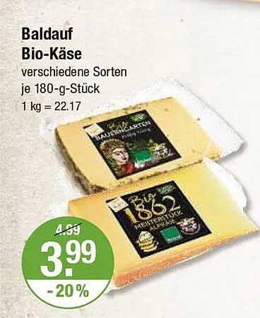 Baldauf Bio-Käse verschiedene Sorten je 180-g-Stück