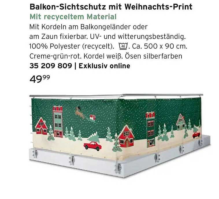 Balkon-Sichtschutz mit Weihnachts-Print