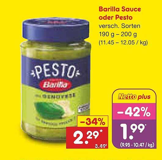 Barilla Sauce oder Pesto, verschiedene Sorten 190 g – 200 g