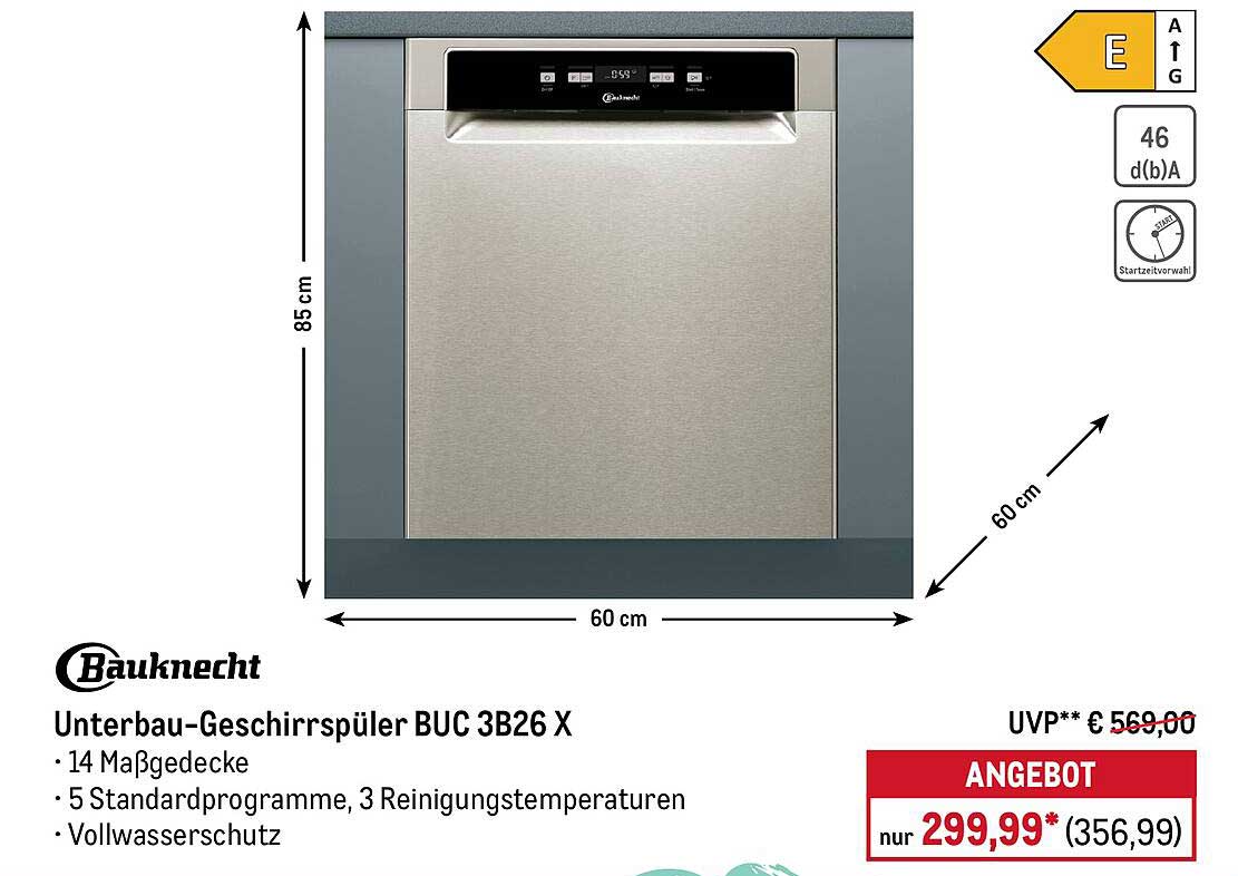 Bauknecht Unterbau-Geschirrspüler BUC 3B26 X