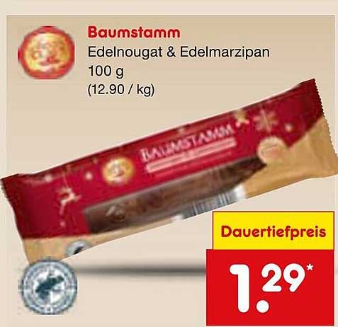 Baumstamm Edelnougat & Edelmarzipan 100 g