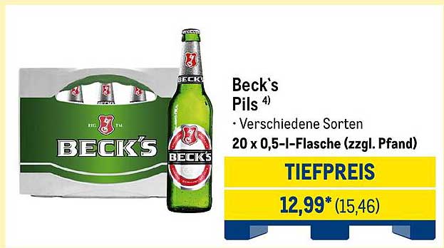 Beck's Pils 20 x 0,5 l-Flasche (zzgl. Pfand)