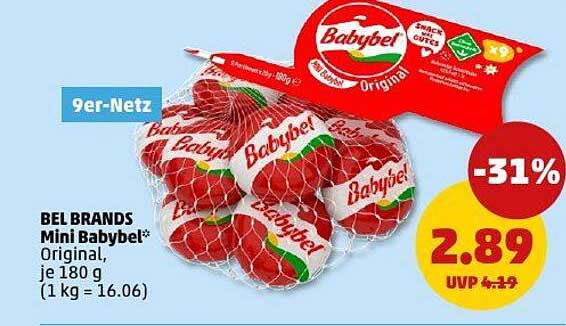 BEL BRANDS Mini Babybel* Original, je 180 g (9er-Netz)