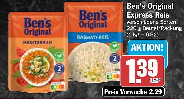 Ben's Original Express Reis 220 g Beutel - Verschiedene Sorten