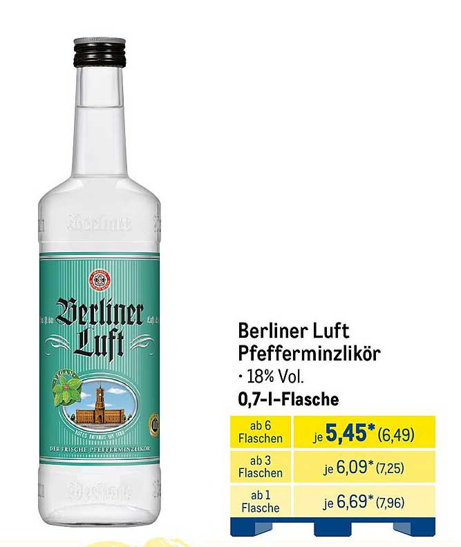 Berliner Luft Pfefferminzlikör · 18% Vol. · 0,7-l-Flasche