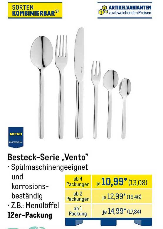Besteck-Serie „Vento“ – Spülmaschinengeeignet und korrosionsbeständig