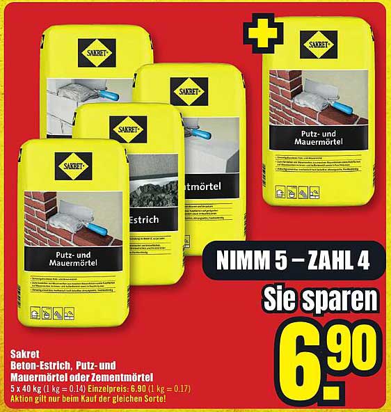 Beton-Estrich, Putz- und Mauermörtel oder Zementmörtel