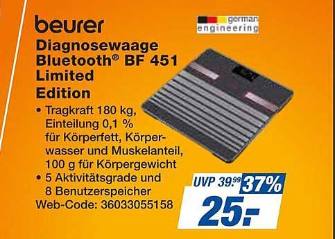 beurer Diagnosewaage Bluetooth® BF 451 Limited Edition