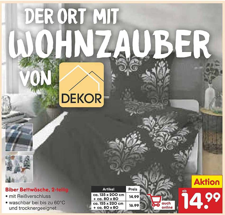 Biber Bettwäsche, 2-teilig mit Reißverschluss