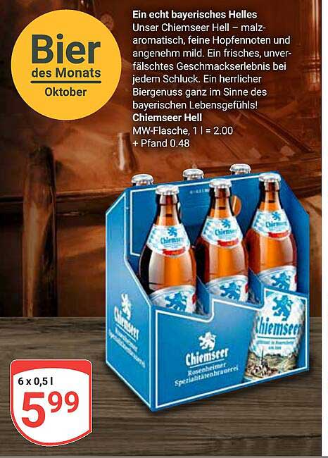 Bier des Monats: Chiemseer Hell (6 x 0,5 l)