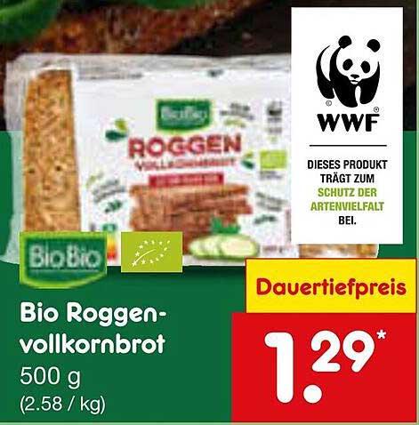 Bio Roggenvollkornbrot 500 g - Dauer-Niedrigpreis