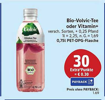 Bio-Volvic-Tee oder Vitamin+ 0,75L PET-DPG-Flasche