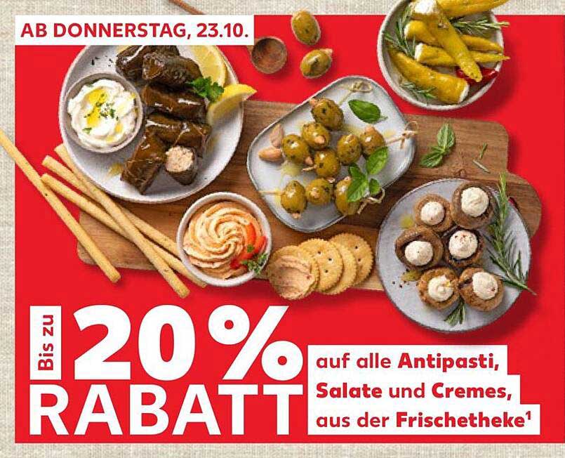 Bis zu 20% Rabatt auf alle Antipasti, Salate und Cremes aus der Frischetheke