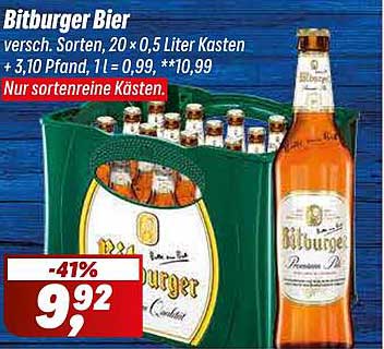 Bitburger Bier - 20 x 0,5 Liter Kasten