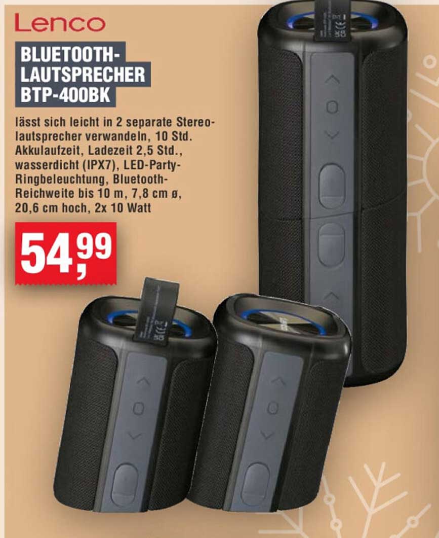 BLUETOOTH-LAUTSPRECHER BTP-400BK
