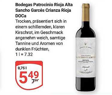 Bodegas Patrocinio Rioja Alta Sancho Garcés Crianza Rioja DOCa