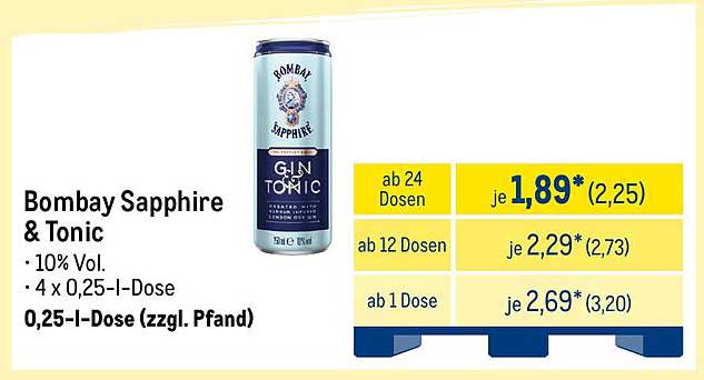 Bombay Sapphire & Tonic 0,25-l-Dose