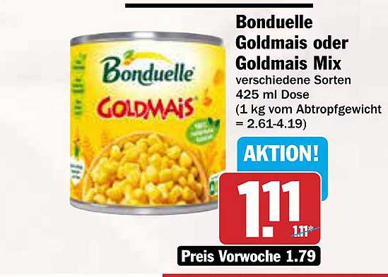 Bonduelle Goldmais oder Goldmais Mix 425 ml Dose