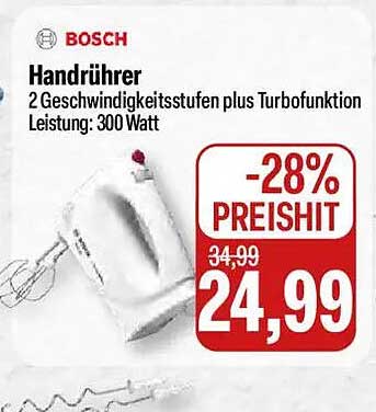 Bosch Handrührer mit 2 Geschwindigkeitsstufen und Turbo-Funktion