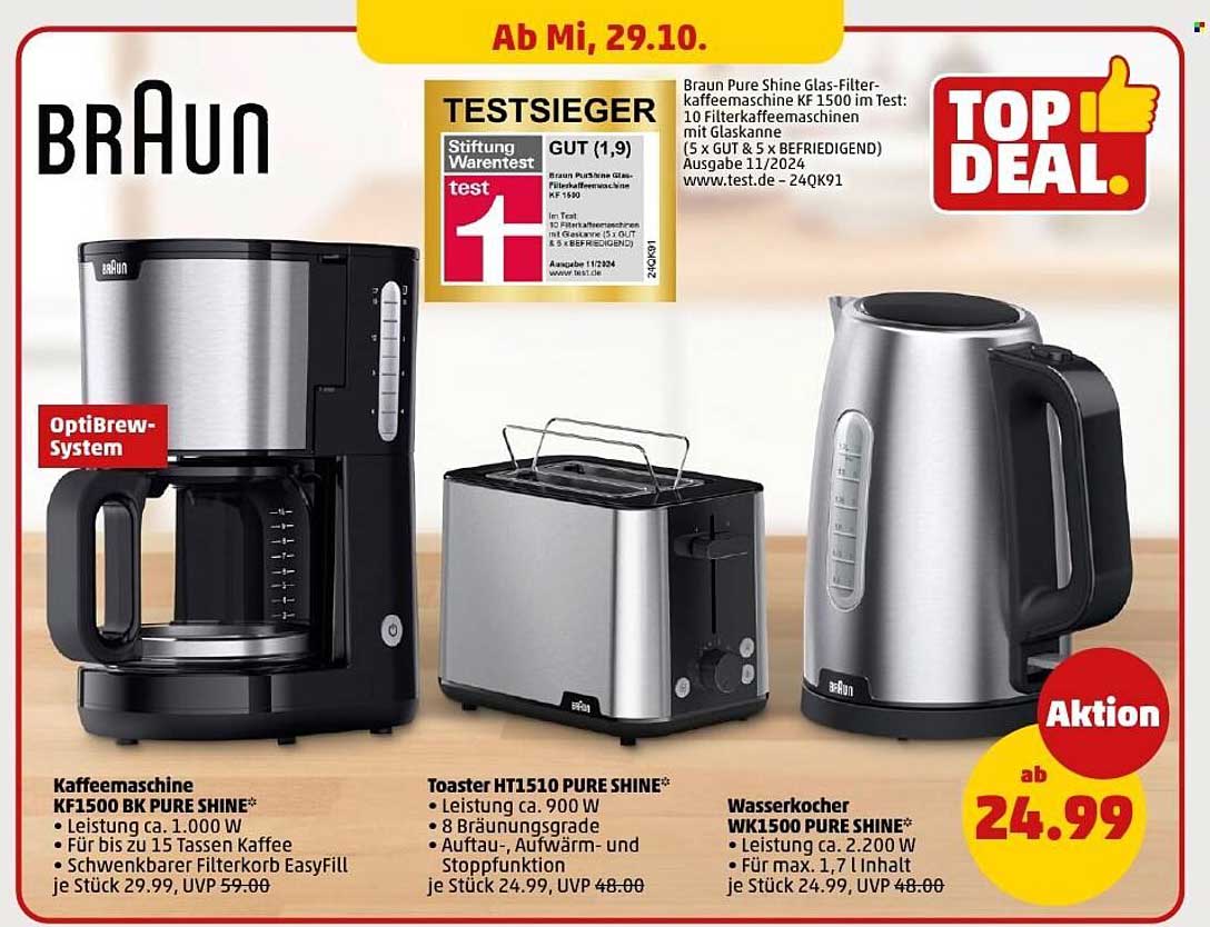 Braun KF 1500 BK Pure Shine Kaffeemaschine - Testsieger!