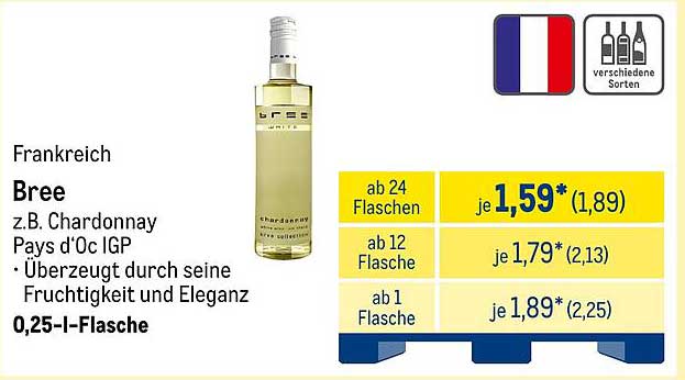 Bree Chardonnay Pays d’Oc IGP - 0,25 l-Flasche