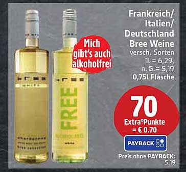 Bree Weine - Verschiedene Sorten aus Frankreich/Italien/Deutschland